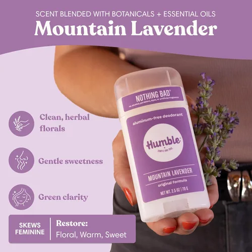 Miniatura 4 de Humble Brands - Desodorante en barra sin aluminio natural para mujeres y hombres, dura todo el día, seguro y certificado libre de crueldad, lavanda