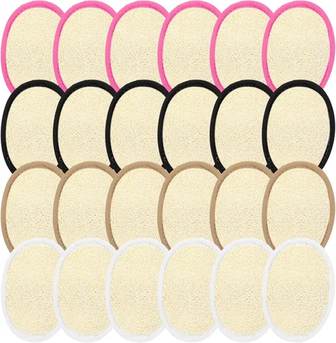 Miniatura 8 de Boao Paquete de 24 esponjas de lufa a granel para exfoliación facial, baño, ducha, mini almohadillas de esponja, cepillo natural para hombres