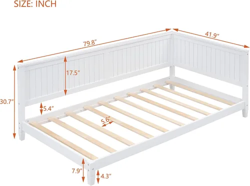 Miniatura 2 de Merax Sofá cama de tamaño individual, marco de madera con cabecero, sofá cama tamaño individual, perfecto para descansar, dormir o entretener a