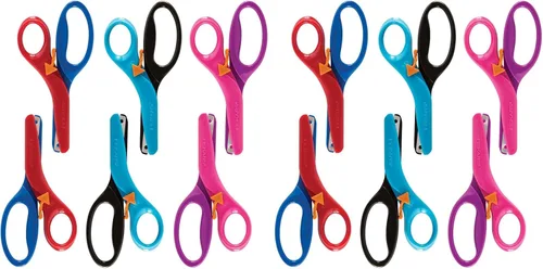 Miniatura 16 de Fiskars - Tijeras de entrenamiento para preescolares de 3 años en adelante (paquete de 3), tijeras de seguridad para niños pequeños con palanca