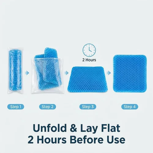Miniatura 3 de QWORK Cojín de asiento de gel, fresco y transpirable y antideslizante para automóvil, oficina, hogar, silla de ruedas (azul, 15.7 x 13.8 x 1.3 in)