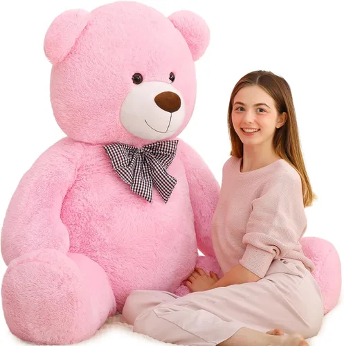 Miniatura 37 de MaoGoLan - Oso de peluche gigante de 52.0 pulgadas, peluche grande color canela con lindo moño y huellas, peluche suave de oso con moño para regalar
