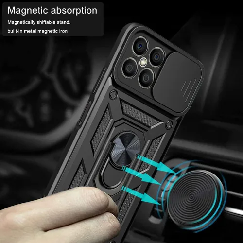 Miniatura 3 de Compatible con Huawei P30 lite Funda para teléfono, compatible con Huawei P30 lite 4G Soporte Magnético [PC + TPU] Lente deslizante 2 en 1 Soporte