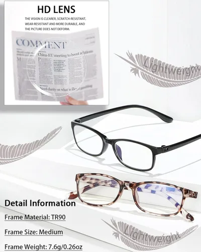 Miniatura 2 de EYEURL Gafas de lectura para mujer, con bloqueo de luz azul, paquete de 2 lentes ligeros para computadora + 3.5 lentes de bloqueo de deslumbramiento
