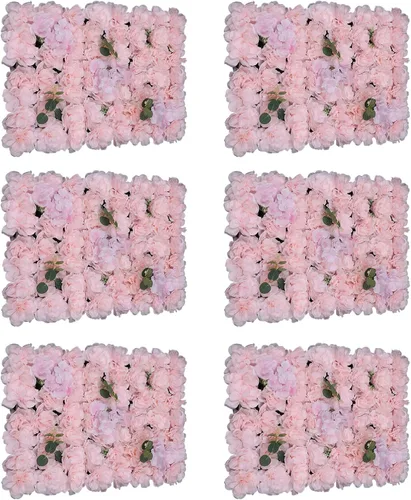 Miniatura 10 de Panel de pared de flores artificiales 3D, 24 x 16 pulgadas, 10 paneles de fondo de pared para exteriores, interiores, fiestas, bodas, día de San