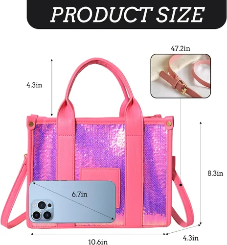 Miniatura 4 de JQAliMOVV The Tote Bag para mujer, bolso de mano de cuero brillante, bolso cruzado de moda con asa superior para viajes de trabajo