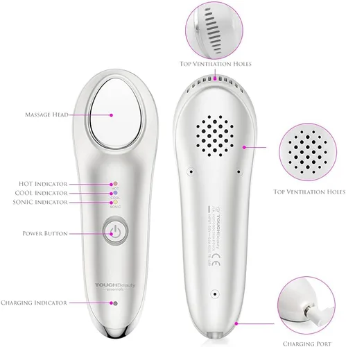 Miniatura 9 de Masajeador facial sónico frío caliente, calentamiento a 107.6 °F y dispositivo de enfriamiento de la piel a 42.8 °F con vibración, herramienta