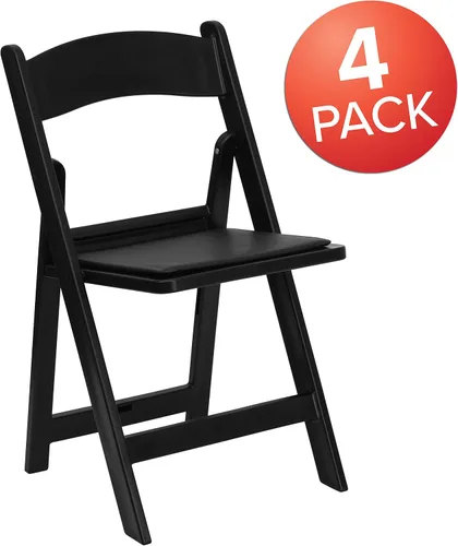Miniatura 8 de EMMA + OLIVER Silla plegable, resina negra, paquete de 4 unidades, capacidad de peso de 800 libras, cómoda silla para eventos, silla plegable ligera