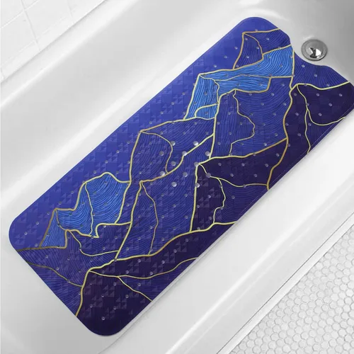 Miniatura 7 de Tapete de baño turquesa antideslizante de 40 x 16 pulgadas, extra largo, antideslizante, para bañera, tapete moderno de arte abstracto, tapete