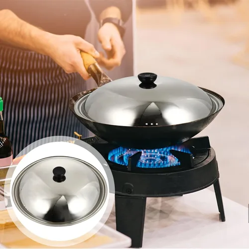 Miniatura 4 de Angoily Tapa de olla de acero inoxidable, cubierta de salpicaduras de aceite para cocinar, herramienta de cocina para retener el calor y evitar