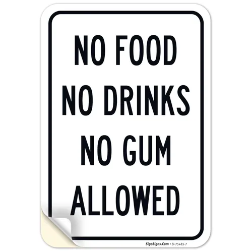Miniatura 9 de Letrero de No Food No Drinks No Gum Allowed, 10 x 7 pulgadas, libre de óxido, aluminio 040, resistente a la decoloración, fabricado en Estados