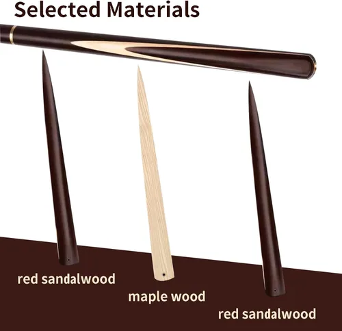 Miniatura 4 de Taco de billar de madera hecho a mano de 3/4, taco de billar de madera de sándalo rojo oscuro y madera de arce de 57 pulgadas y 19 onzas con punta