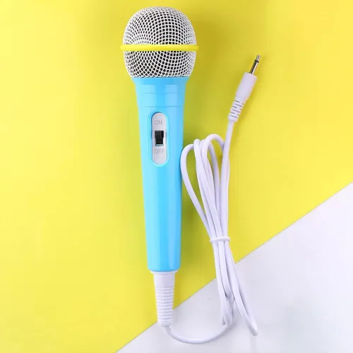 Miniatura 5 de Micrófono con cable, micrófono dinámico de 0.138 in, conector ligero, sin batería, para niños, máquina de cantar para el hogar (azul), tamaño libre