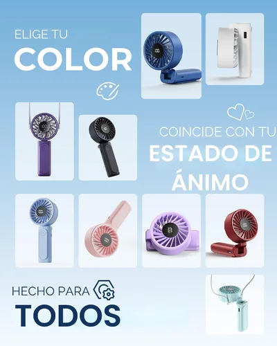 Miniatura 6 de Peiyuu Ventilador de mano, ventilador portátil, recargable personal de 4000mAh, mini ventilador de escritorio plegable de 180° con 6 velocidades
