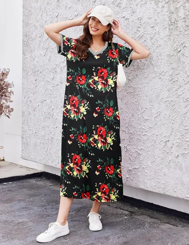 Miniatura 5 de Ekouaer - Camisón largo y de manga corta para mujer