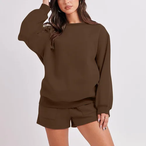 Miniatura 2 de Sweatshirt and Sweatpants Set Women Crew Neck Tops and Shorts Track Suits for Women Set Y2K Casual Travel Outfit