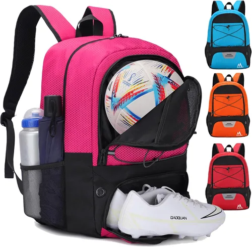 Miniatura 16 de Hsmihair - Bolsa de fútbol - Mochila de fútbol y mochila para fútbol, voleibol y baloncesto, con compartimento para pelota y tacos separados Azul