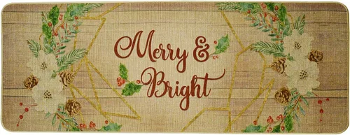 E-view Tapete de Navidad decorativo para interiores y exteriores, de goma, para puerta delantera, felpudos de bienvenida de invierno para porche,