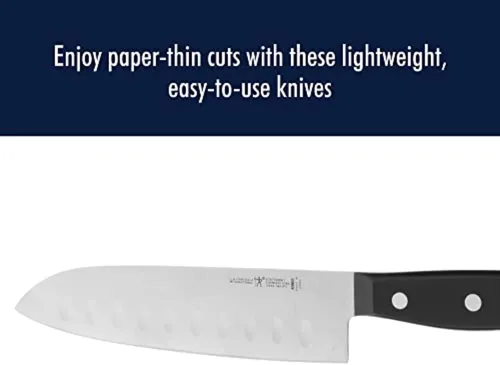 Miniatura 7 de HENCKELS Statement - Cuchillo Santoku de borde hueco afilado de 5 pulgadas, diseño alemán informado por más de 100 años de maestría, negro/acero