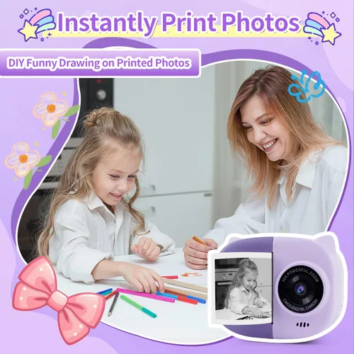 Miniatura 2 de Cámara de Impresión Instantánea Rongta para Niños, Impresora Foto Portátil para Regalos de Cumpleaños, Juguetes para Niños, Cámara Digital Infantil