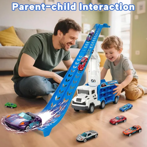 Miniatura 6 de BainGesk Juguetes de Camión de Coches para Niños y Niñas de 3, 4, 5, 6 Años, Pista de Carreras de 25 Pulgadas con Juguetes de Camión, Camión
