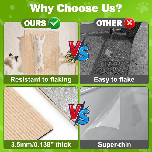 Miniatura 2 de ENONCI Protector de esquina de pared de sofá de 23.6 x 15.8 pulgadas para gatos de interior, protector de muebles antiarañazos contra arañazos
