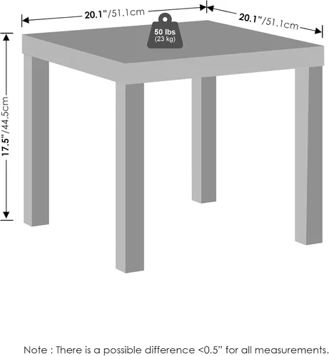 Miniatura 2 de Furinno Juego de 2 mesas de centro clásicas, mesa de centro cuadrada moderna con tablero triple grueso, mesa auxiliar con 4 patas, para sala de Negro