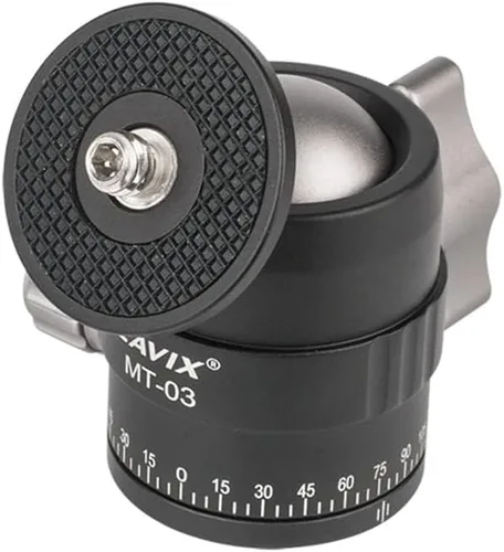 Miniatura 8 de CAVIX MT-03 Cabezal de trípode panorámico para cámara, cabeza de bola pequeña con placa de liberación rápida Arca Swiss Capacidad de carga de nivel