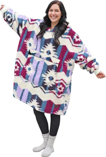 Miniatura 37 de Catalonia Sudadera extragrande tipo manta con capucha, sudadera de sherpa portátil para adultos, hombres y mujeres