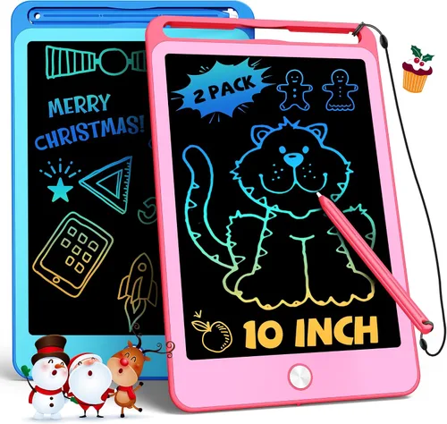 Miniatura 10 de TEKFUN - 2 paquetes de tableta de escritura LCD para niños, tablero de garabatos de 10 pulgadas azul+azul, tablero de dibujo reutilizable