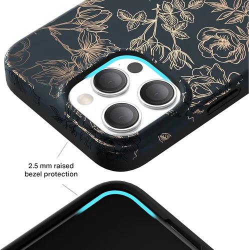 Miniatura 4 de VELVET CAVIAR Funda para iPhone 15 Pro Max con diseño de flores florales, compatible con MagSafe, probada en caídas de 10 pies, color gris mate, oro