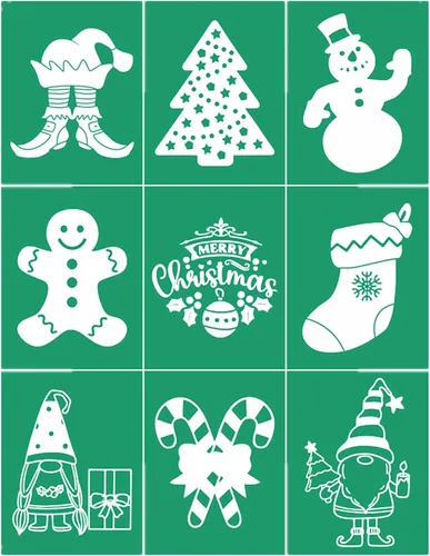 Miniatura 25 de JAJADO JAAJDO - Plantillas de pantalla de seda para árbol de Navidad, adornos de campanas de Navidad, plantillas de serigrafía para decoraciones