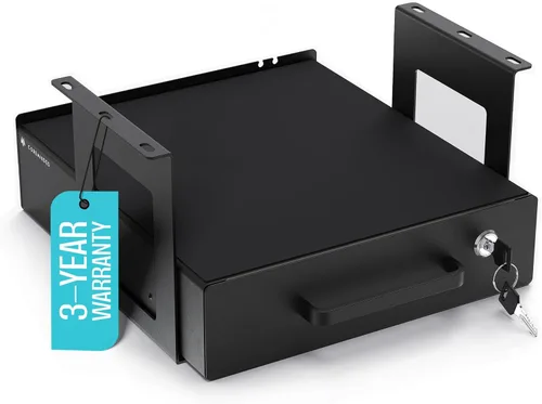Miniatura 9 de Cajón deslizante para debajo del escritorio, cajones de almacenamiento de metal con cerradura con organización de cables para oficina y hogar