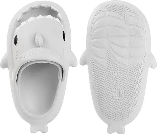 Miniatura 3 de Sandalias de tiburón para niños y niñas, pantuflas de ducha con forma de nube, bonitas sandalias de punta abierta con dibujos animados, suela