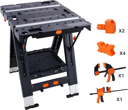 Miniatura 6 de Mesa de trabajo plegable 2 en 1 y caballete, 31" Ancho x 25" Profundidad x 28" Altura Configuración fácil Banco de trabajo portátil, mesa de trabajo