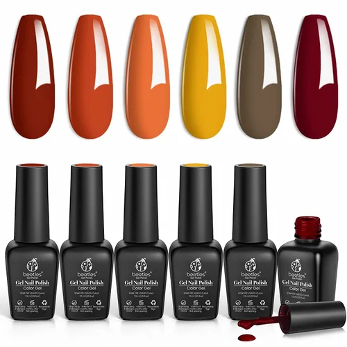 Miniatura 25 de Beetles - Juego Carnival Evergreen de 6 esmaltes de uñas de gel con purpurina, kit de 6 piezas con lámpara de remojo, aguacate, diseño de arte