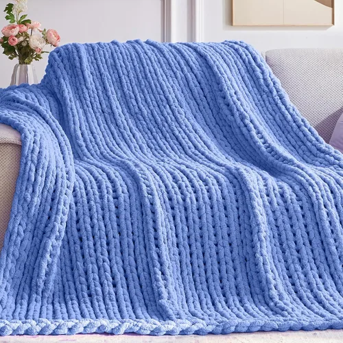 Miniatura 17 de Negwoo - Manta de punto grueso, de felpilla, para cama y sofá, manta de ganchillo hecha a mano, grande y gruesa, lavable a máquina, bonita y cómoda