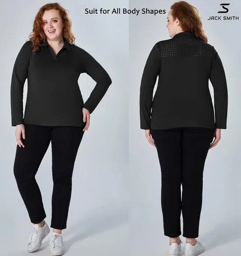 Miniatura 5 de JACK SMITH Women Polo Shirts Long Sleeve UPF 50+ Quick Dry Workout Tops for Running Hiking Exercise