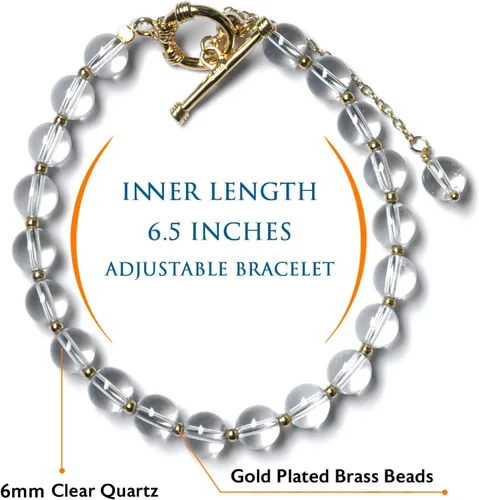 Miniatura 2 de Morchic Pulsera de cuentas de cristal de cuarzo transparente de 0.236 in para mujer, regalo de cumpleaños de piedras preciosas naturales, cierre
