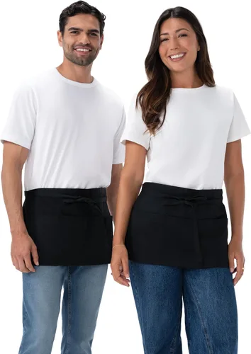 Miniatura 4 de Chef Works Delantal de camarera unisex Negro (paquete de 2)