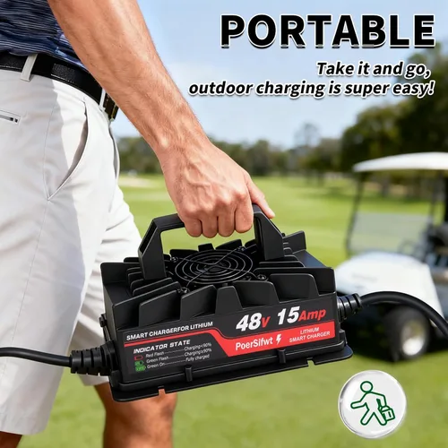 Miniatura 7 de Cargador de batería de litio de 58.4V 15A para paquetes de baterías Lifepo4 de 48 V con conector M8 impermeable, indicador LED, 6 protecciones
