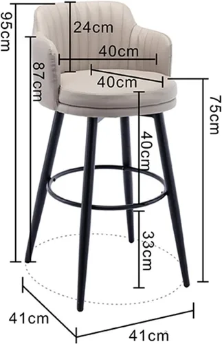 Miniatura 3 de Juego de 2 taburetes de bar giratorios modernos con Brazos, asientos de cuero napa, patas de metal negro y reposapiés, sillas de isla de cocina