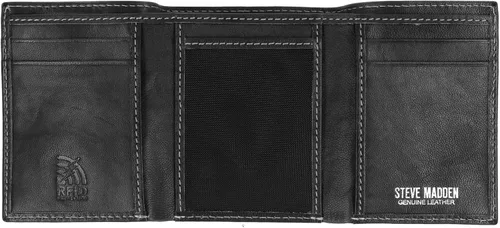 Miniatura 20 de Steve Madden Billetera triple RFID para hombre con ventana de identificación