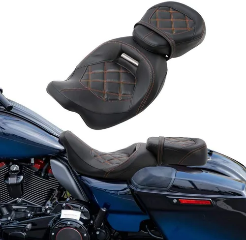 Miniatura 26 de TCT-MOTORPARTS Driver Rider - Almohadilla de respaldo para Harley Touring 2009-2023 Road King Street Road Electra Glide Ultra Black Stitching