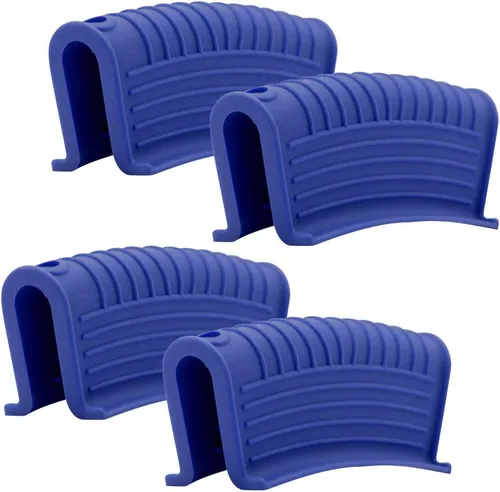 Soporte de silicona para mango de sartén caliente, fundas para mango de sartén caliente, funda para ollas, sartenes de hierro fundido, Azul