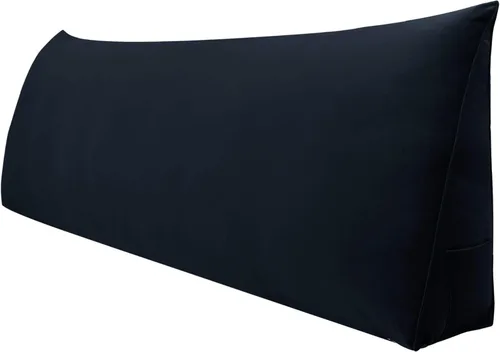 Miniatura 14 de WOWMAX Almohada de cuña para cabecera de cama de día, con funda extraíble, terciopelo negro, tamaño matrimonial