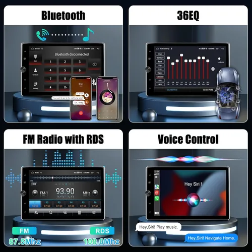 Miniatura 4 de [2G+64G] Radio de coche de 10.4 pulgadas con Carplay inalámbrico Android Auto, Android Rotatable Touch Screen Radio con GPS, WiFi, Mirror Link