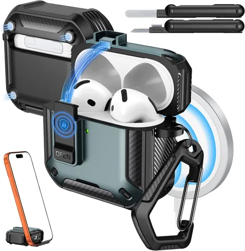 Miniatura 19 de MoKo for AirPods Pro 2 Case with Lock - Compatible with MagSafe, Phone Stand & Auto Pop-up for AirPods Pro 2nd/1st Generation Case, Military-Grade