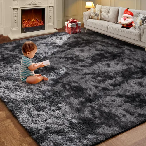 Miniatura 9 de Alfombra de área grande de 8x10 pies, alfombra shag esponjosa para dormitorio, alfombras suaves para guardería, alfombras peludas para habitación
