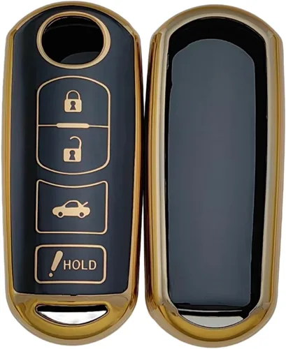 Miniatura 2 de REPROTECTING Funda para llavero de TPU compatible con Mazda 3 6 CX-5 CX-7 CX-9 MX-5 Miata Toyota Yaris iA Scion iA 2009-2019 (Negro/Negro)